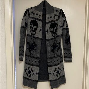 Skull Cashmere Gray and Black Cardigan